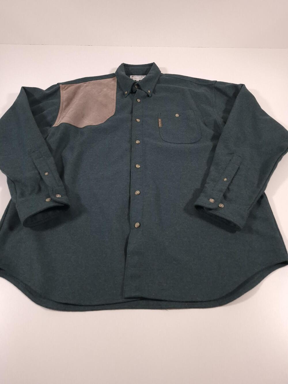 Columbia Shirt Mens XL Green Wool Blend Flannel Lined Shooting Hunting Button Up